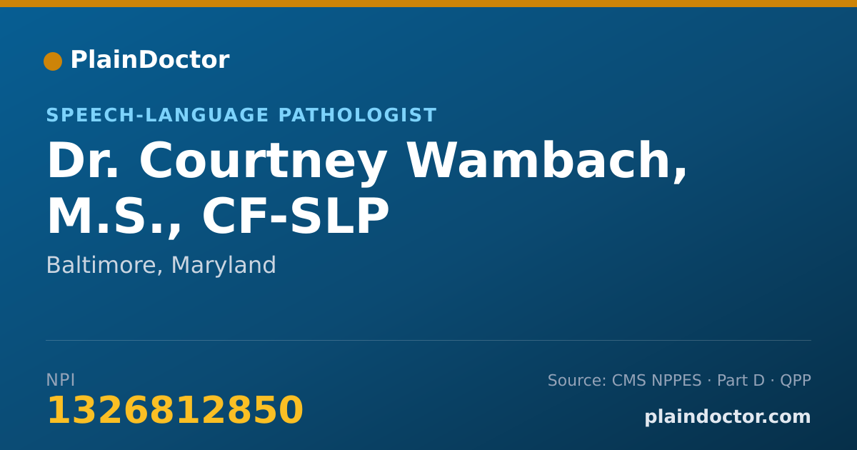 Shareable card for Courtney Wambach, M.S., CF-SLP - Speech-Language Pathologist, Baltimore, MD