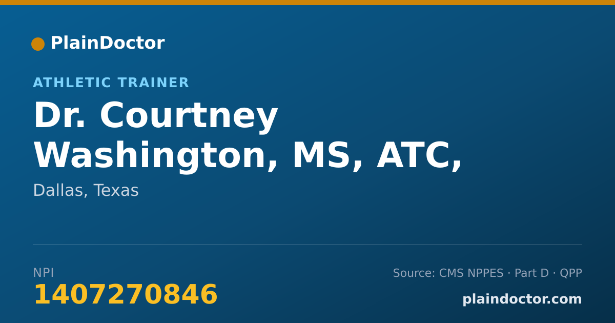 Shareable card for Courtney Washington, MS, ATC, LAT - Athletic Trainer, Dallas, TX
