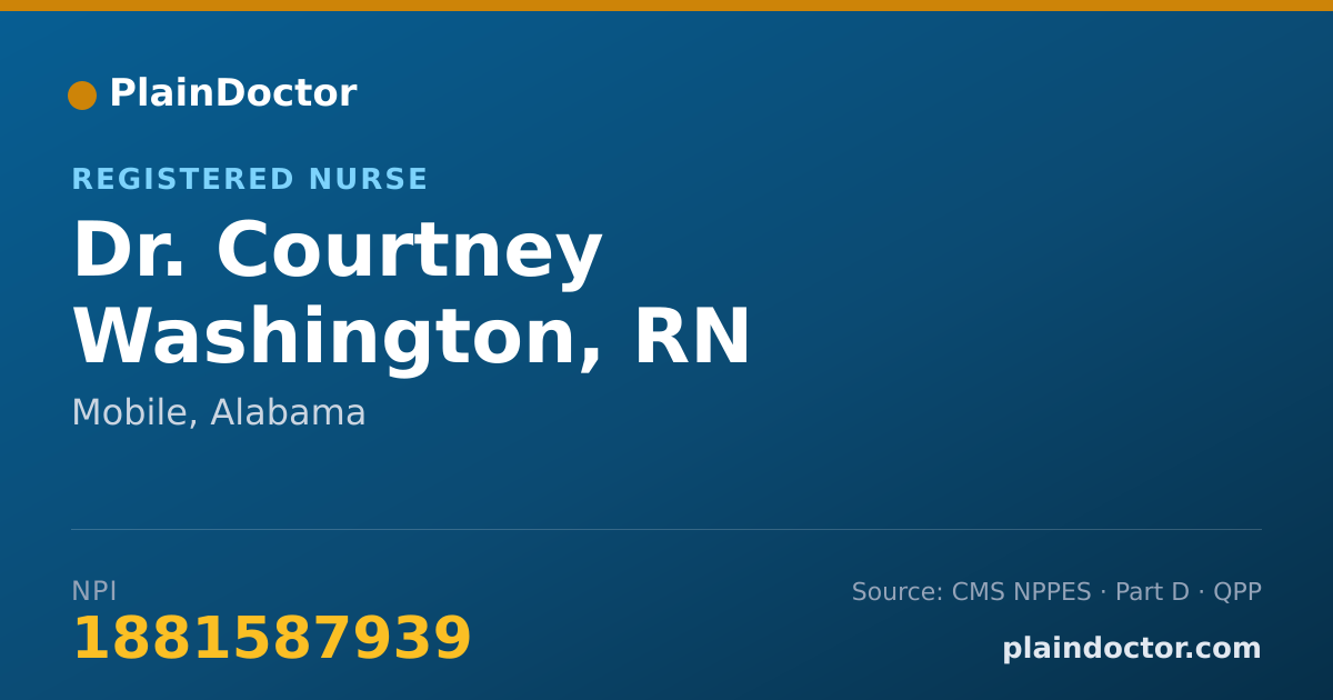 Shareable card for Courtney Washington, RN - Registered Nurse, Mobile, AL