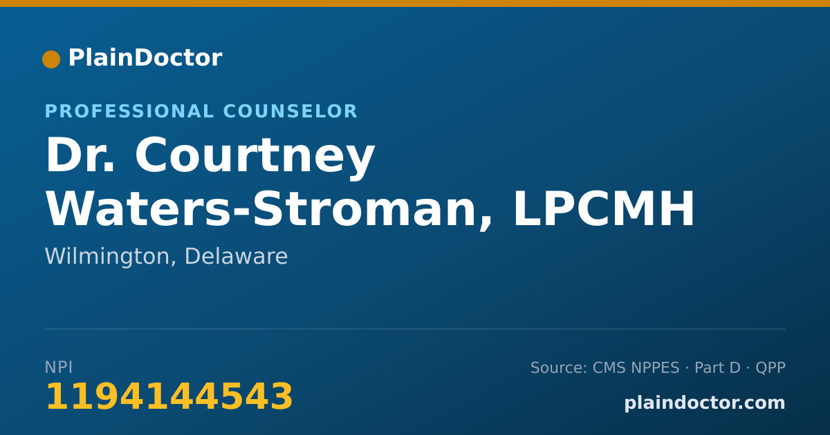Shareable card for Courtney Waters-Stroman, LPCMH - Professional Counselor, Wilmington, DE