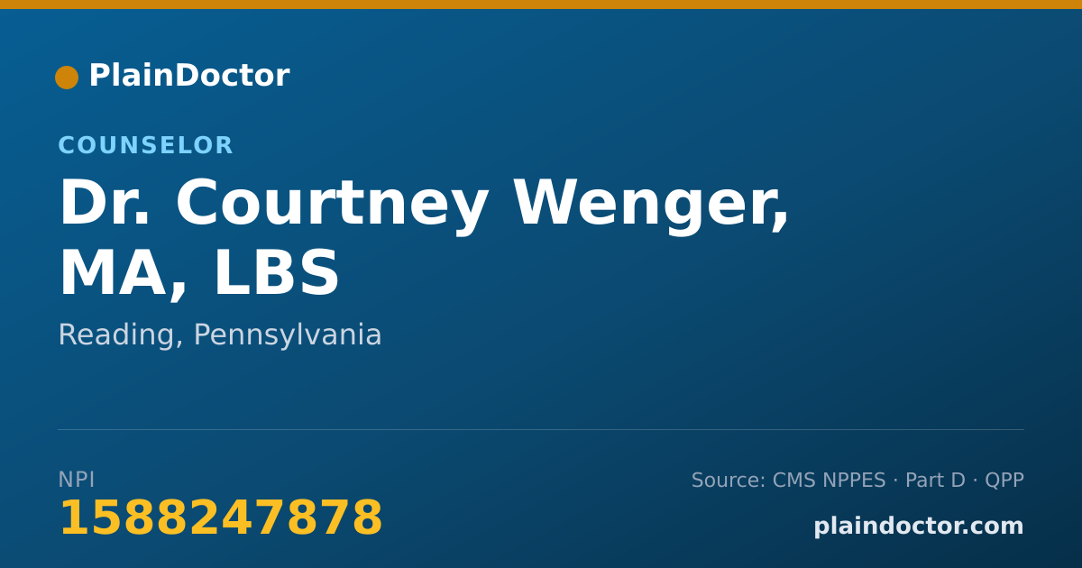 Shareable card for Courtney Wenger, MA, LBS - Counselor, Reading, PA