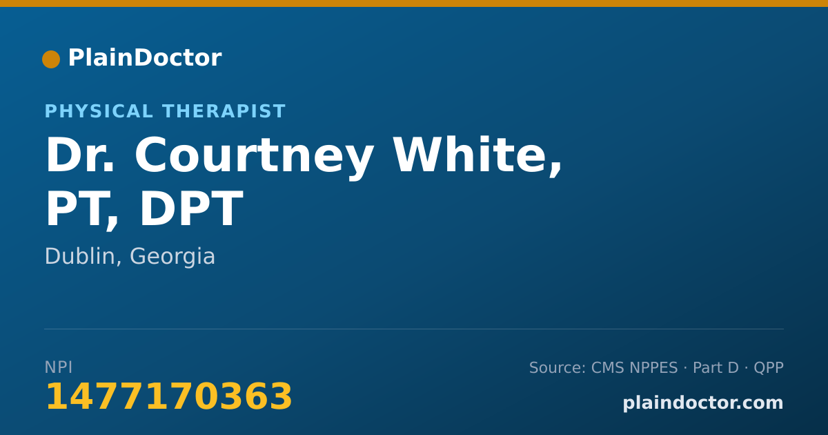 Shareable card for Courtney White, PT, DPT - Physical Therapist, Dublin, GA