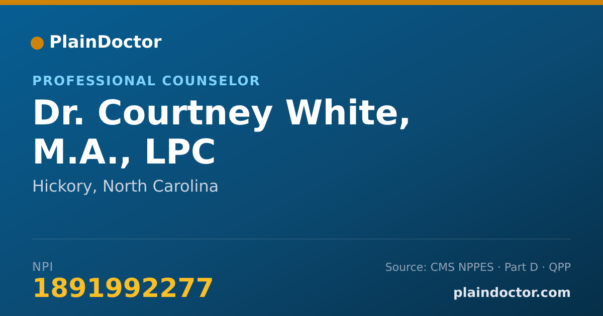 Shareable card for Courtney White, M.A., LPC - Professional Counselor, Hickory, NC