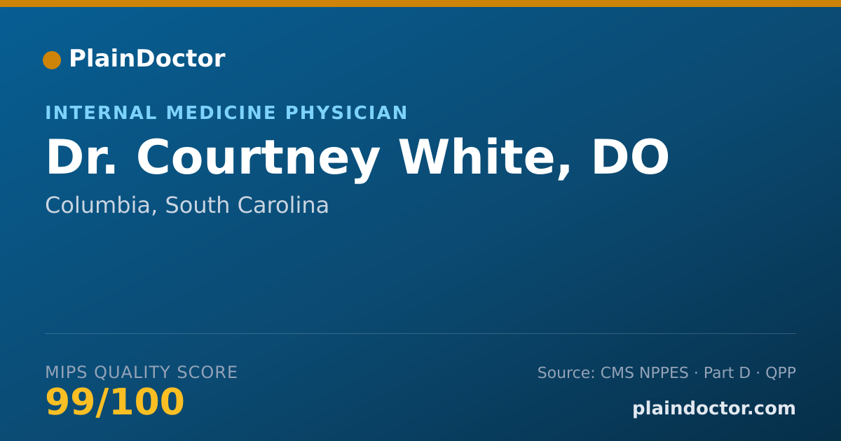 Shareable card for Courtney White, DO - Internal Medicine Physician, Columbia, SC