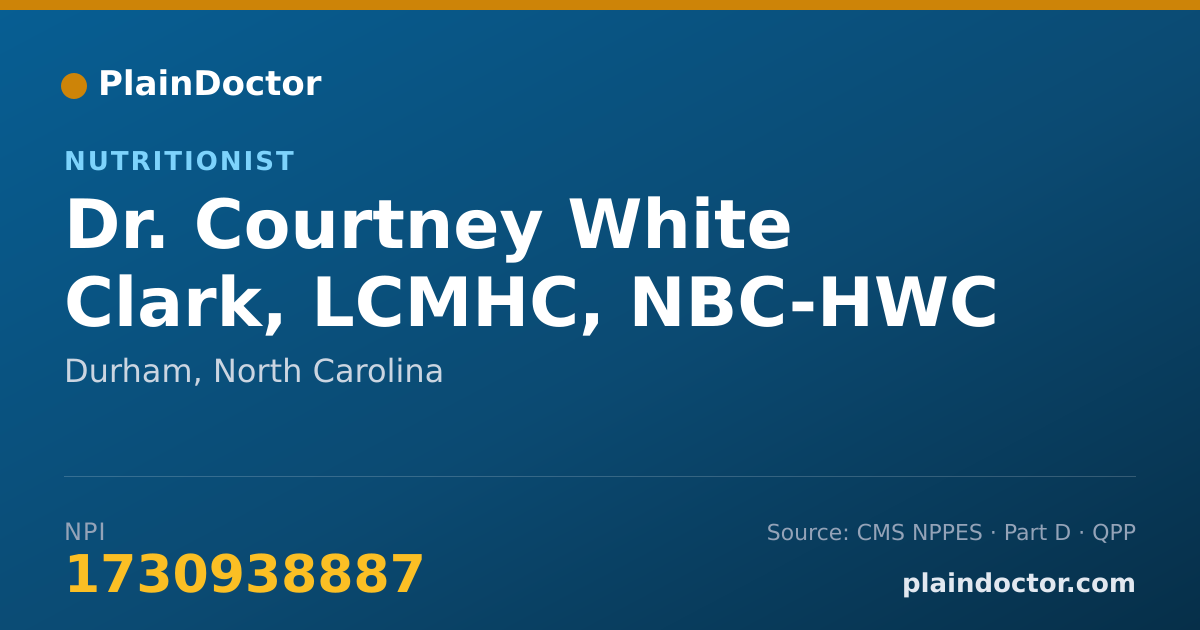 Shareable card for Courtney White Clark, LCMHC, NBC-HWC - Nutritionist, Durham, NC