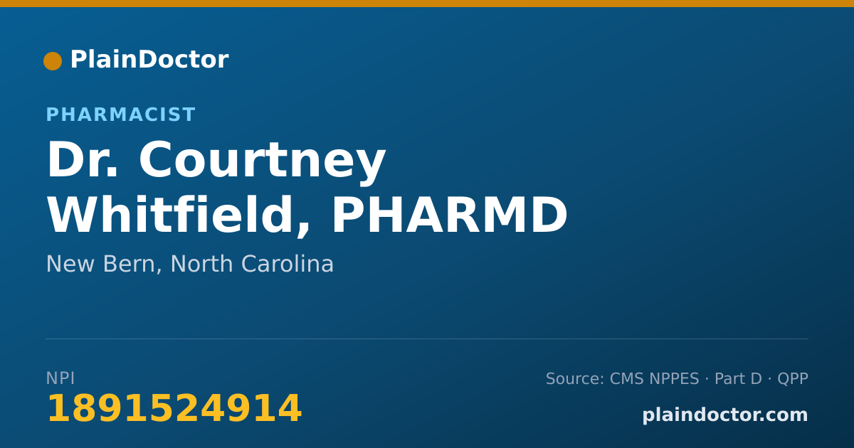 Shareable card for Courtney Whitfield, PHARMD - Pharmacist, New Bern, NC