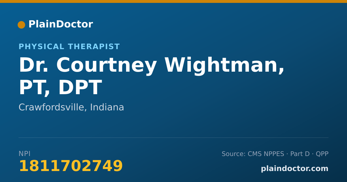 Shareable card for Courtney Wightman, PT, DPT - Physical Therapist, Crawfordsville, IN