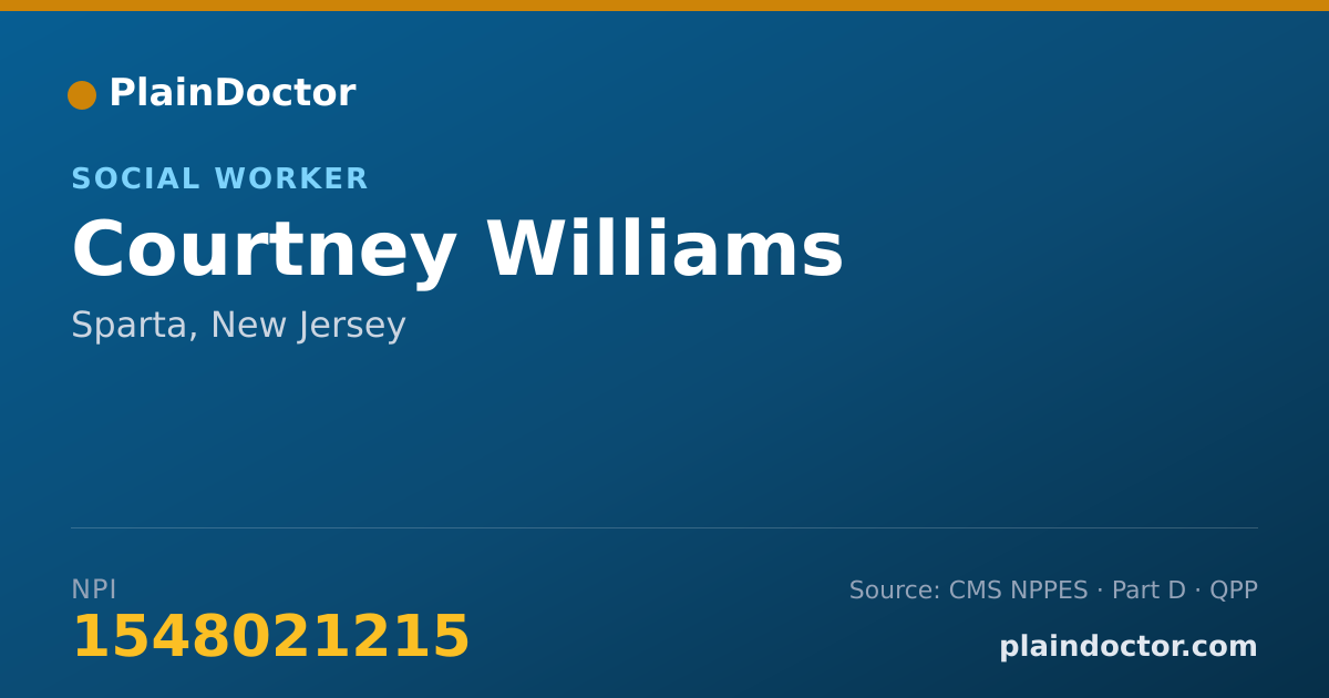 Shareable card for Courtney Williams - Social Worker, Sparta, NJ