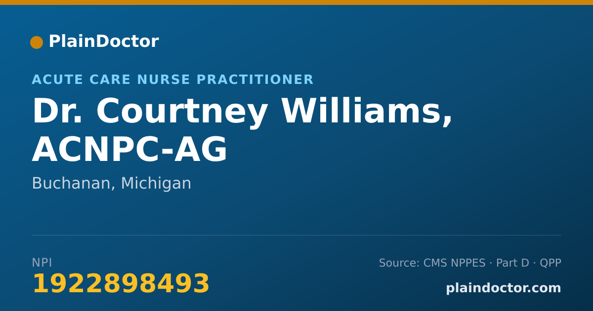 Shareable card for Courtney Williams, ACNPC-AG - Acute Care Nurse Practitioner, Buchanan, MI
