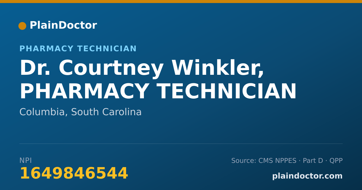 Shareable card for Courtney Winkler, PHARMACY TECHNICIAN - Pharmacy Technician, Columbia, SC