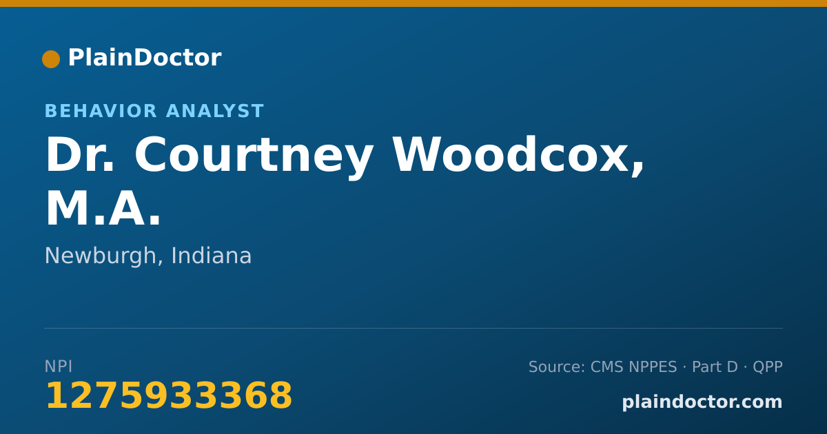 Shareable card for Courtney Woodcox, M.A. - Behavior Analyst, Newburgh, IN
