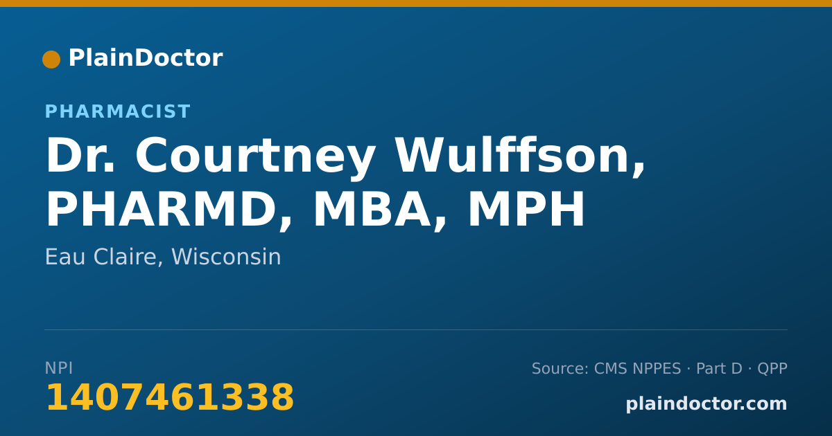 Shareable card for Courtney Wulffson, PHARMD, MBA, MPH - Pharmacist, Eau Claire, WI