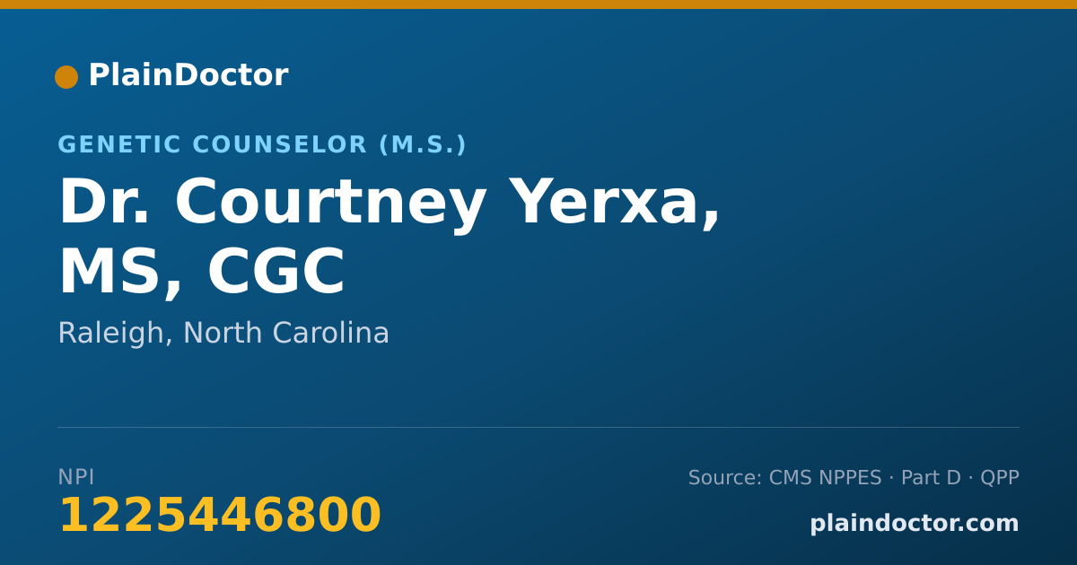 Shareable card for Courtney Yerxa, MS, CGC - Genetic Counselor (M.S.), Raleigh, NC