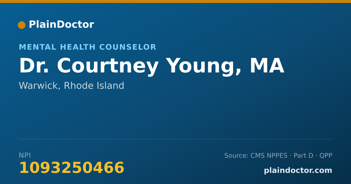 Shareable card for Courtney Young, MA - Mental Health Counselor, Warwick, RI