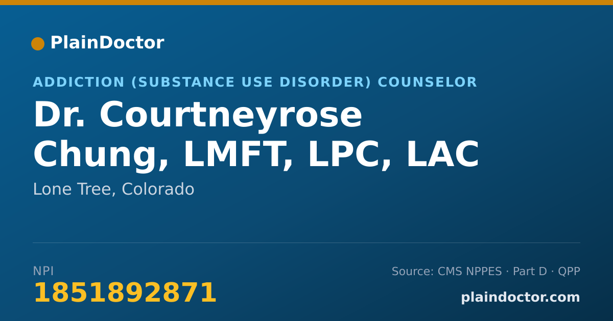 Shareable card for Courtneyrose Chung, LMFT, LPC, LAC - Addiction (Substance Use Disorder) Counselor, Lone Tree, CO