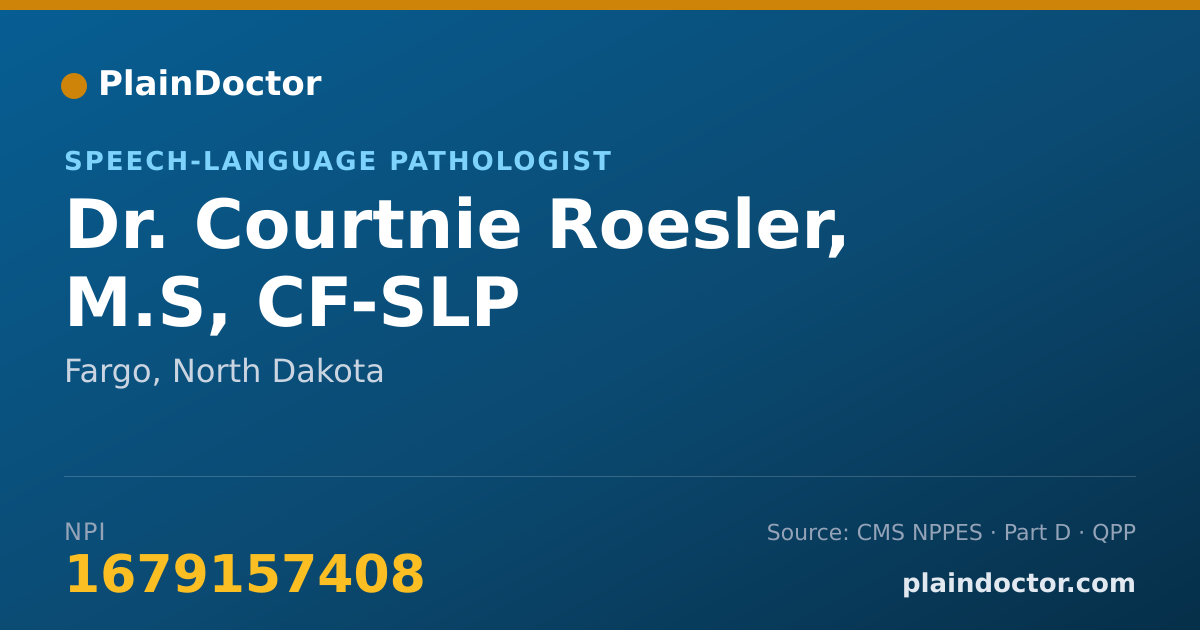 Shareable card for Courtnie Roesler, M.S, CF-SLP - Speech-Language Pathologist, Fargo, ND