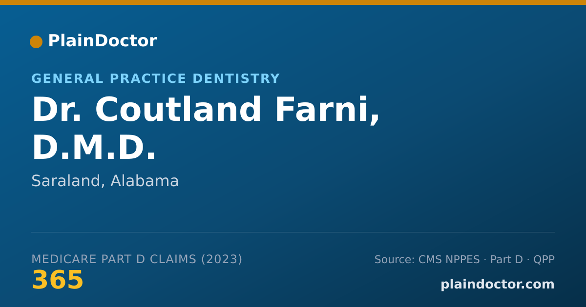 Shareable card for Coutland Farni, D.M.D. - General Practice Dentistry, Saraland, AL