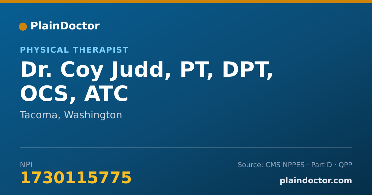 Shareable card for Coy Judd, PT, DPT, OCS, ATC - Physical Therapist, Tacoma, WA