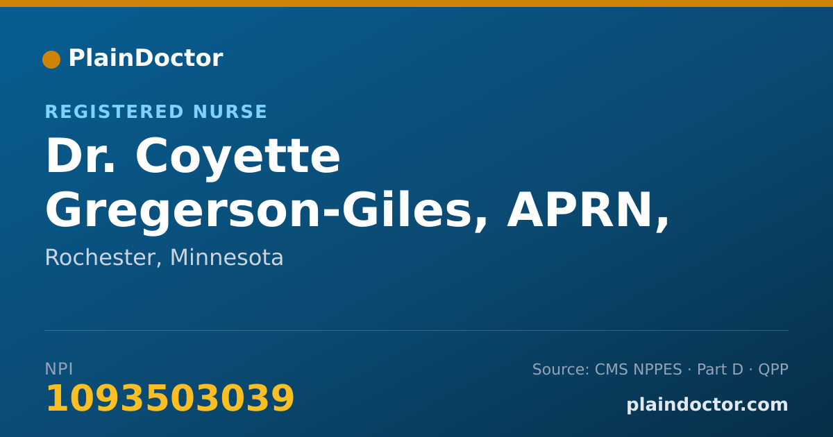 Shareable card for Coyette Gregerson-Giles, APRN, CNP - Registered Nurse, Rochester, MN