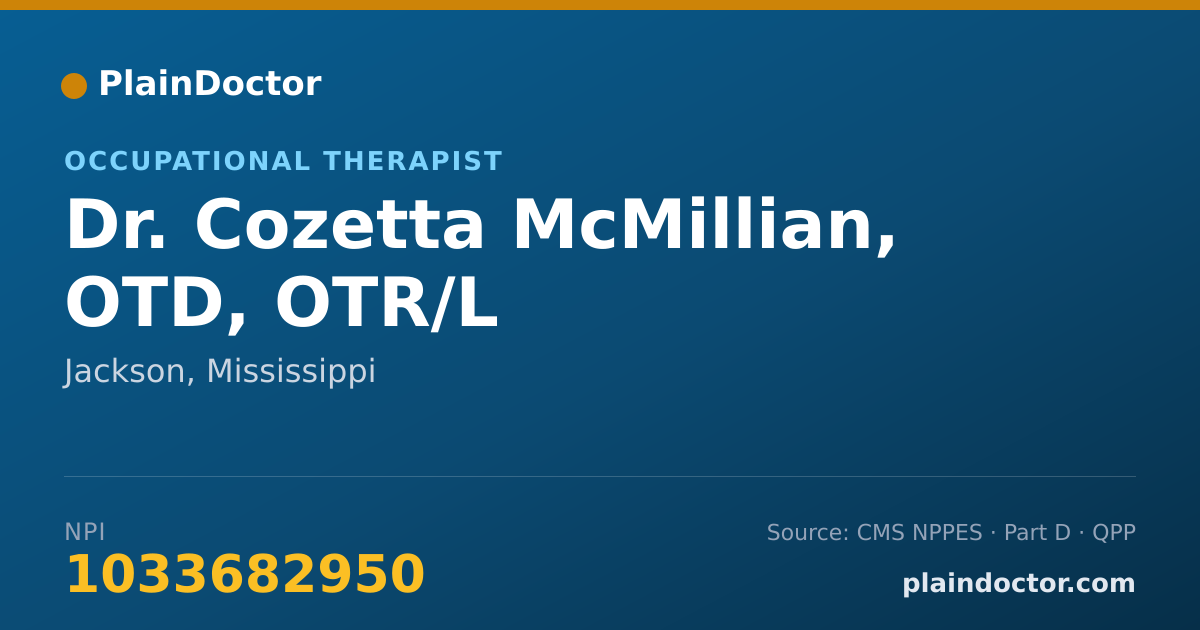 Shareable card for Cozetta McMillian, OTD, OTR/L - Occupational Therapist, Jackson, MS