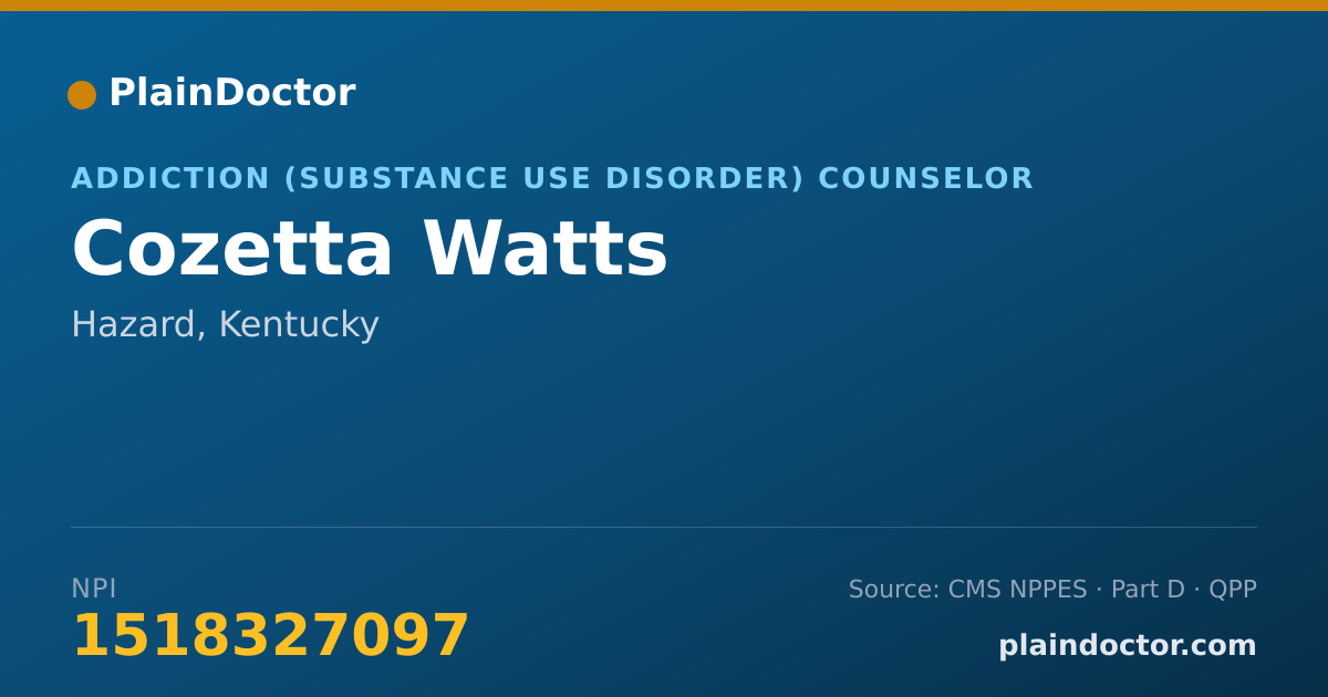 Shareable card for Cozetta Watts - Addiction (Substance Use Disorder) Counselor, Hazard, KY