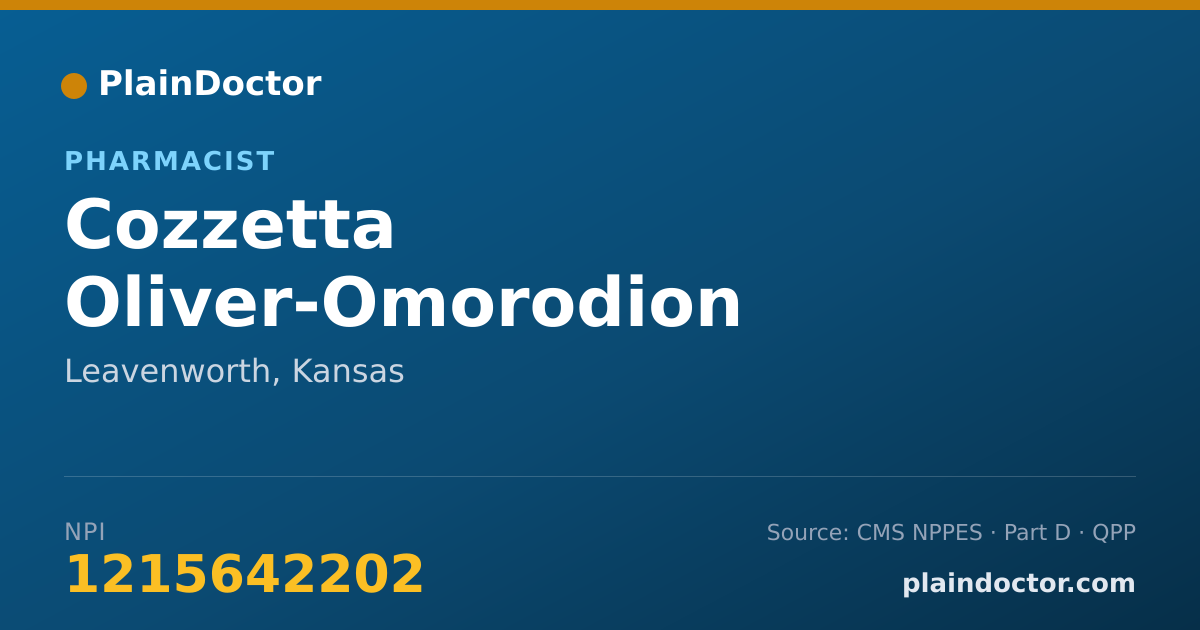 Shareable card for Cozzetta Oliver-Omorodion - Pharmacist, Leavenworth, KS