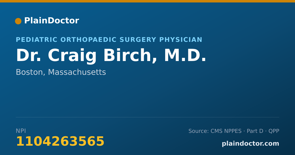 Shareable card for Craig Birch, M.D. - Orthopaedic Surgery Physician, Boston, MA
