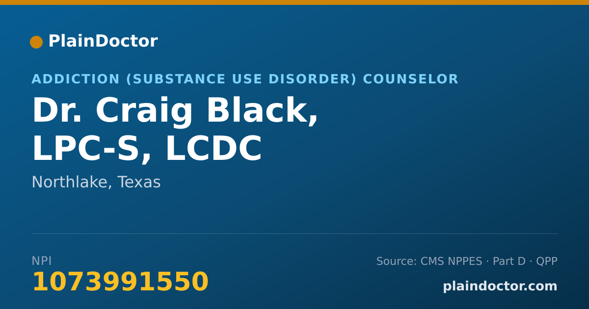 Shareable card for Craig Black, LPC-S, LCDC - Addiction (Substance Use Disorder) Counselor, Northlake, TX