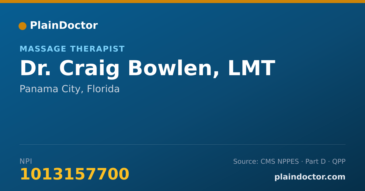 Shareable card for Craig Bowlen, LMT - Massage Therapist, Panama City, FL