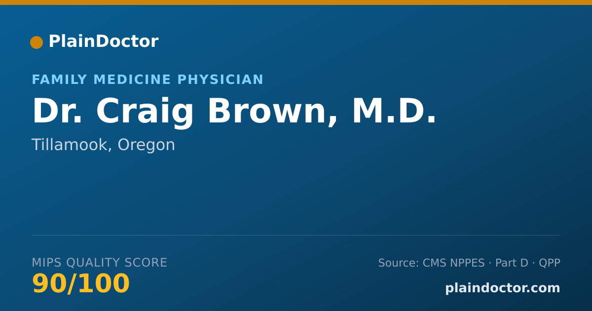 Shareable card for Craig Brown, M.D. - Family Medicine Physician, Tillamook, OR