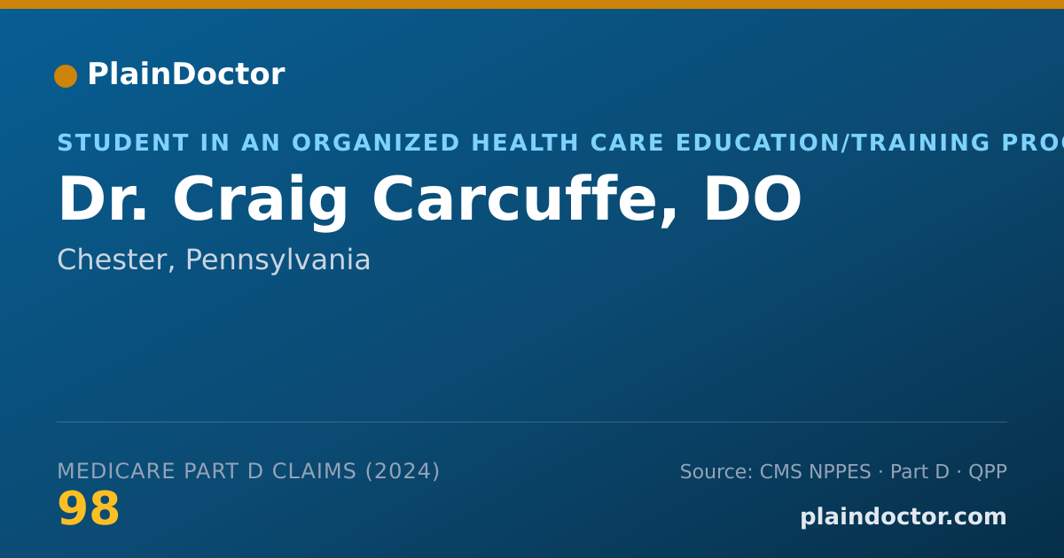 Shareable card for Craig Carcuffe, DO - Student in an Organized Health Care Education/Training Program, Chester, PA