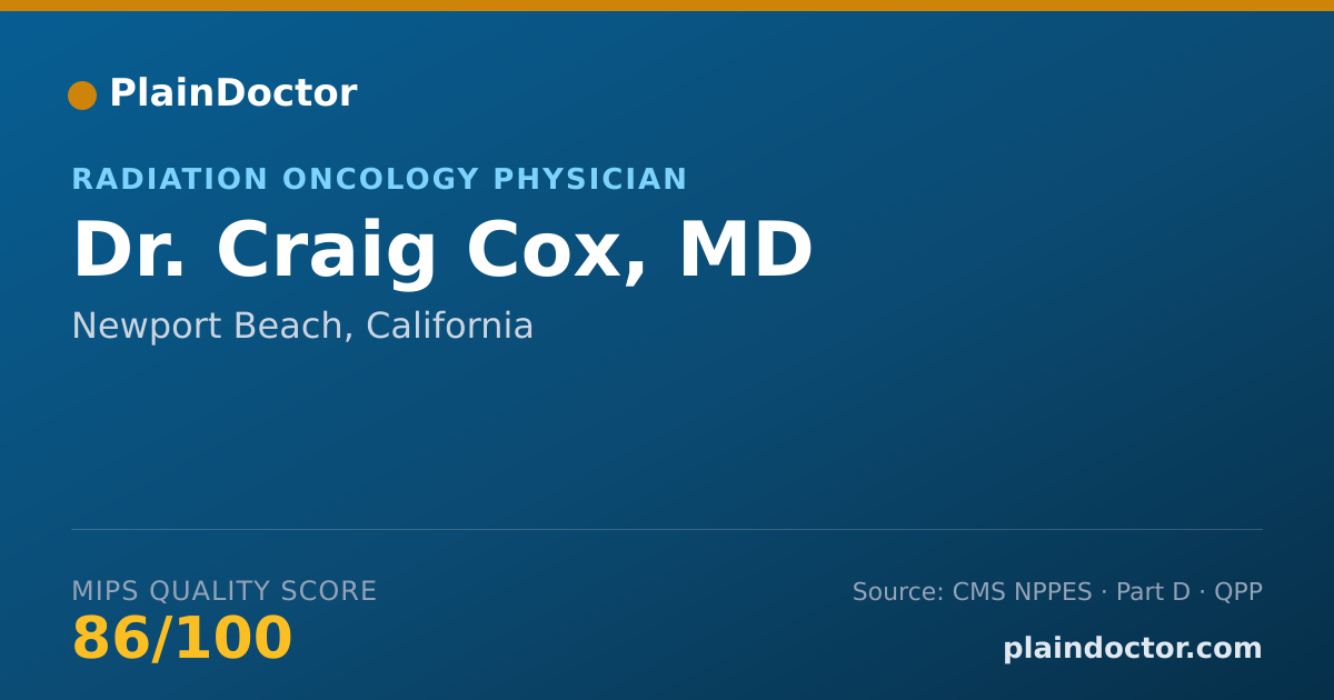 Shareable card for Craig Cox, MD - Radiation Oncology Physician, Newport Beach, CA