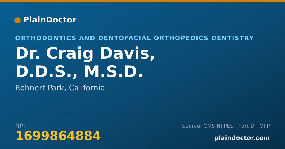 Shareable card for Craig Davis, D.D.S., M.S.D. - Orthodontics and Dentofacial Orthopedics Dentistry, Rohnert Park, CA