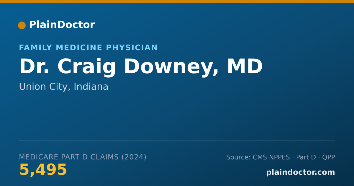 Shareable card for Craig Downey, MD - Family Medicine Physician, Union City, IN
