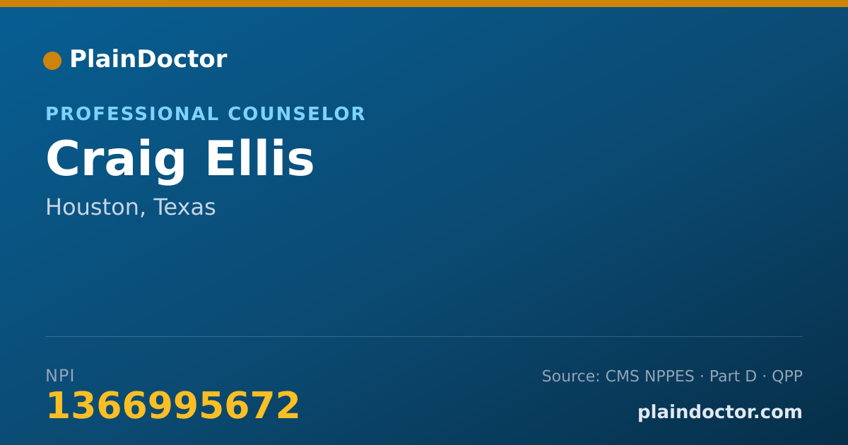 Shareable card for Craig Ellis - Professional Counselor, Houston, TX