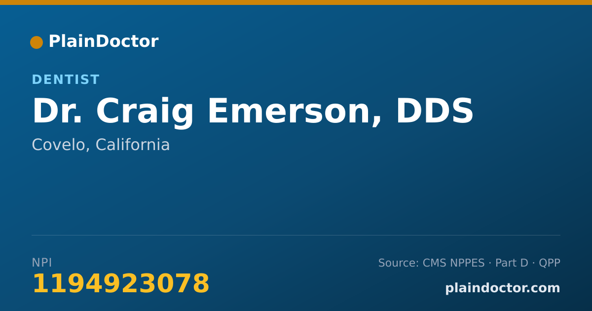 Shareable card for Craig Emerson, DDS - Dentist, Covelo, CA