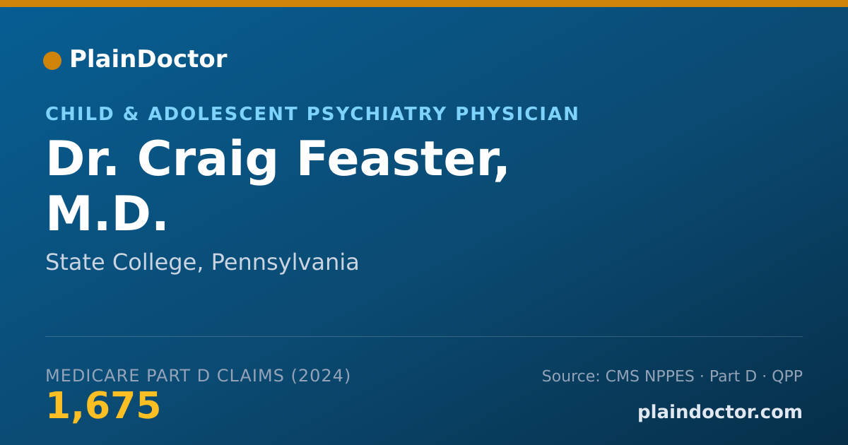 Shareable card for Craig Feaster, M.D. - Child & Adolescent Psychiatry Physician, State College, PA