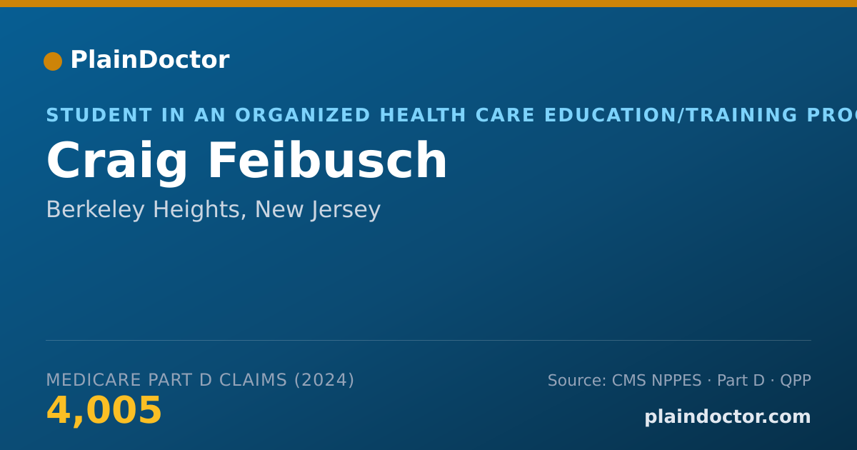Shareable card for Craig Feibusch - Student in an Organized Health Care Education/Training Program, Berkeley Heights, NJ