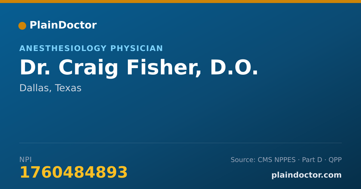 Shareable card for Craig Fisher, D.O. - Anesthesiology Physician, Dallas, TX