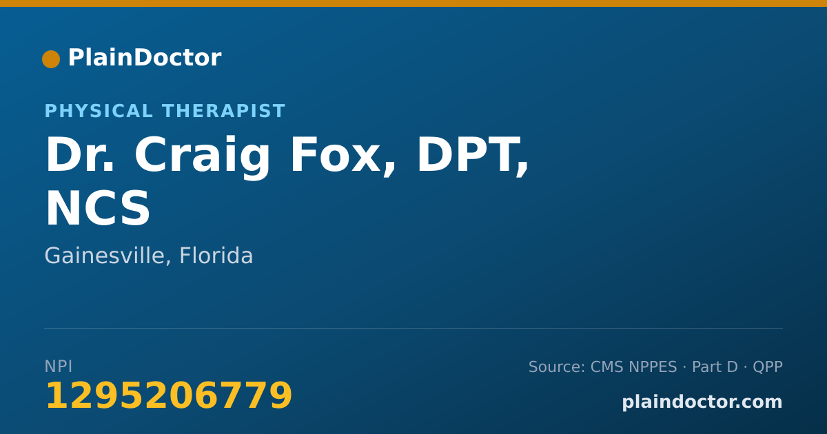 Shareable card for Craig Fox, DPT, NCS - Physical Therapist, Gainesville, FL