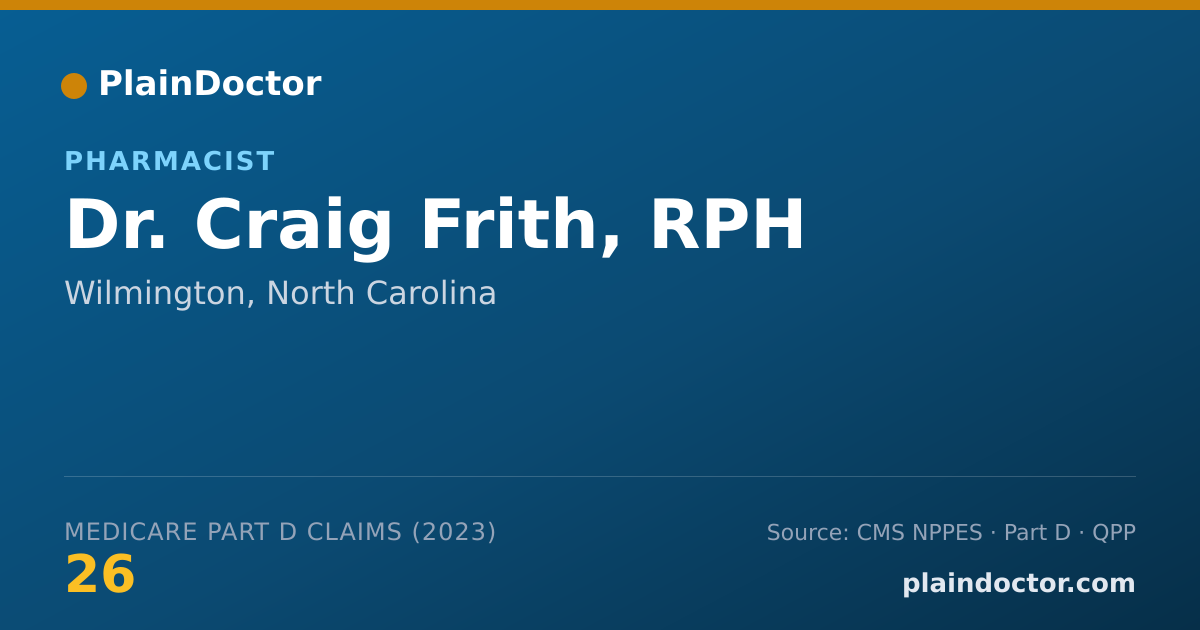 Shareable card for Craig Frith, RPH - Pharmacist, Wilmington, NC