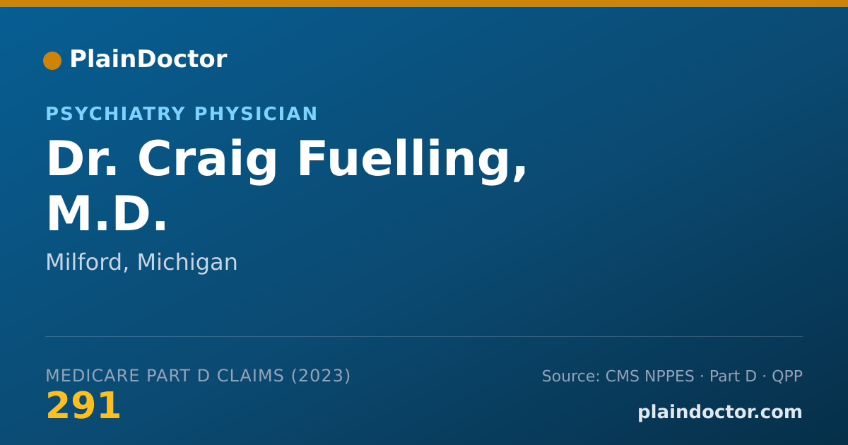 Shareable card for Craig Fuelling, M.D. - Psychiatry Physician, Milford, MI