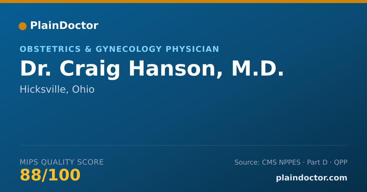 Shareable card for Craig Hanson, M.D. - Obstetrics & Gynecology Physician, Hicksville, OH
