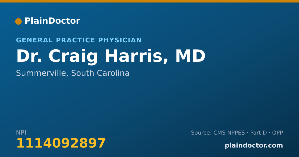 Shareable card for Craig Harris, MD - Pain Medicine (Physical Medicine & Rehabilitation) Physician, Summerville, SC