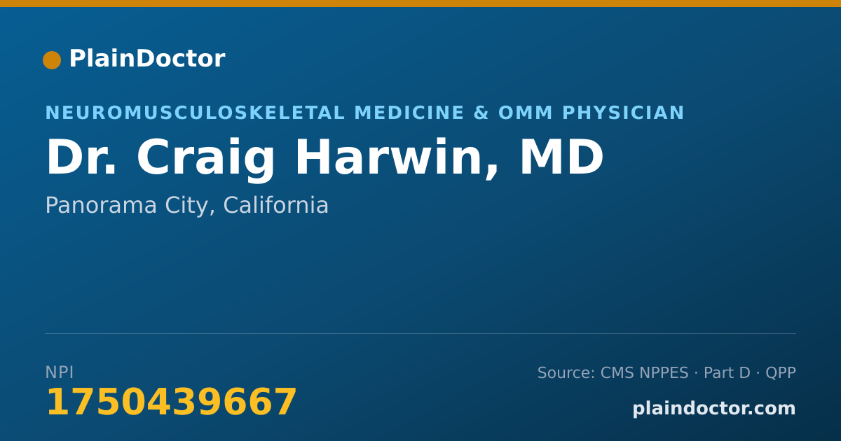 Shareable card for Craig Harwin, MD - Neuromusculoskeletal Medicine & OMM Physician, Panorama City, CA