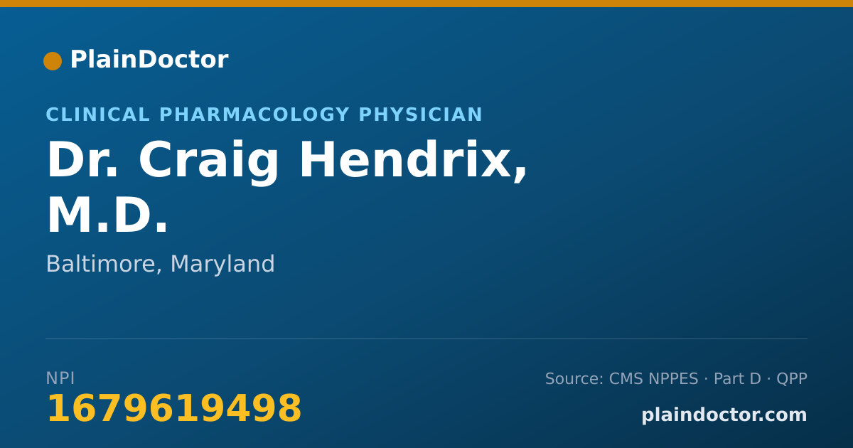 Shareable card for Craig Hendrix, M.D. - Clinical Pharmacology Physician, Baltimore, MD
