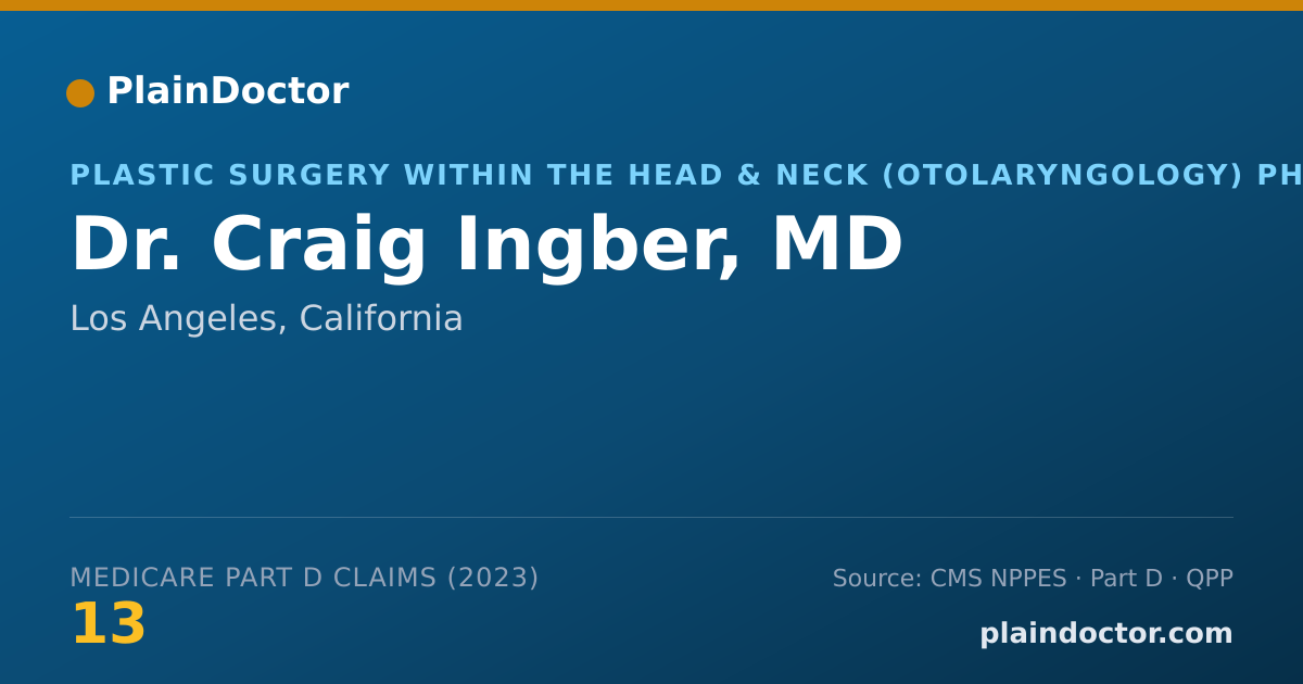 Shareable card for Craig Ingber, MD - Plastic Surgery within the Head & Neck (Otolaryngology) Physician, Los Angeles, CA