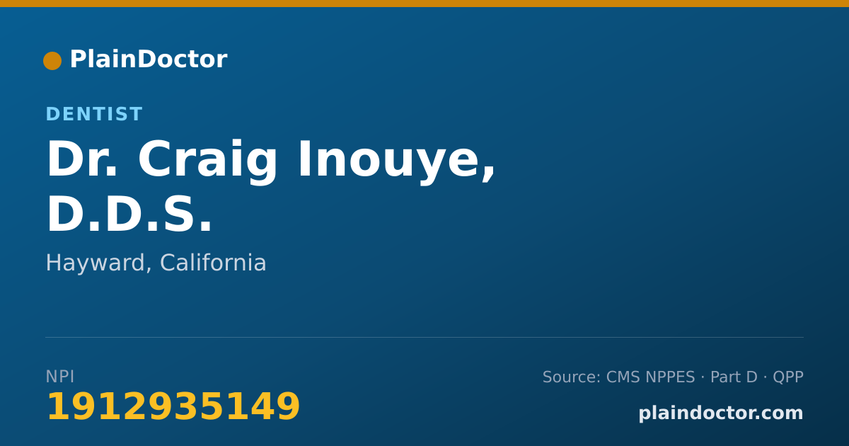 Shareable card for Craig Inouye, D.D.S. - Dentist, Hayward, CA