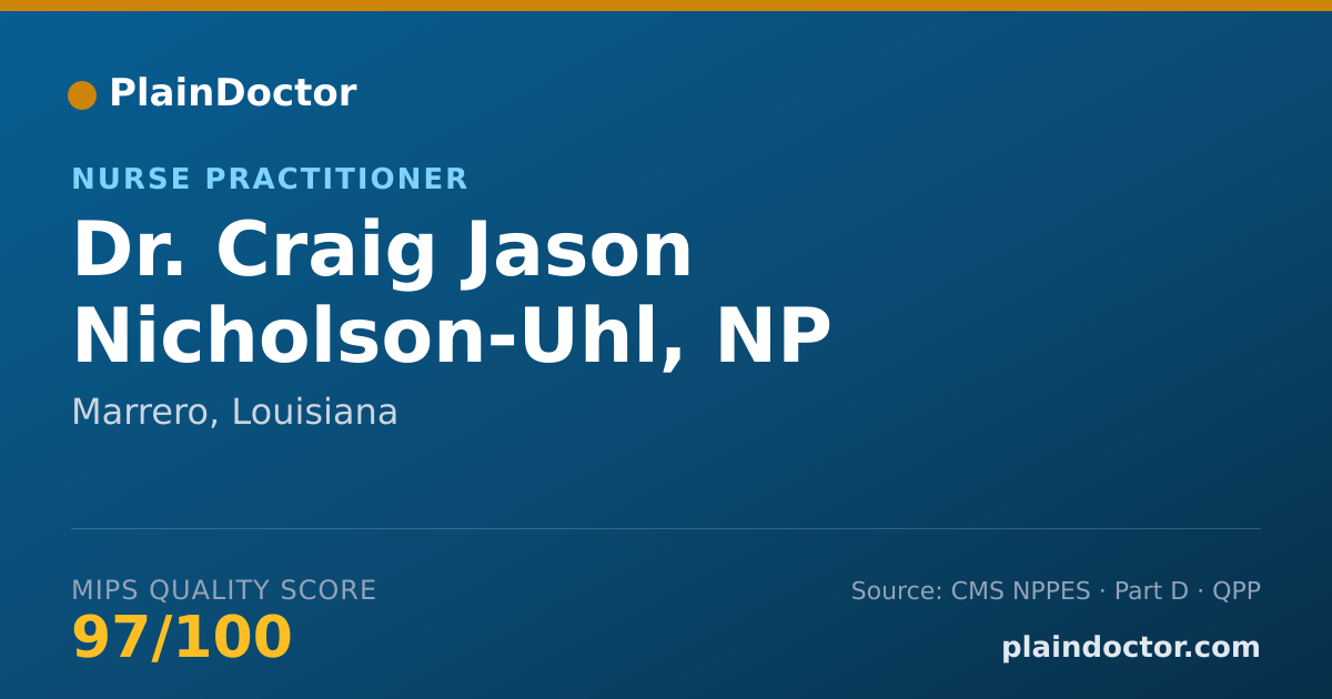 Shareable card for Craig Jason Nicholson-Uhl, NP - Nurse Practitioner, Marrero, LA