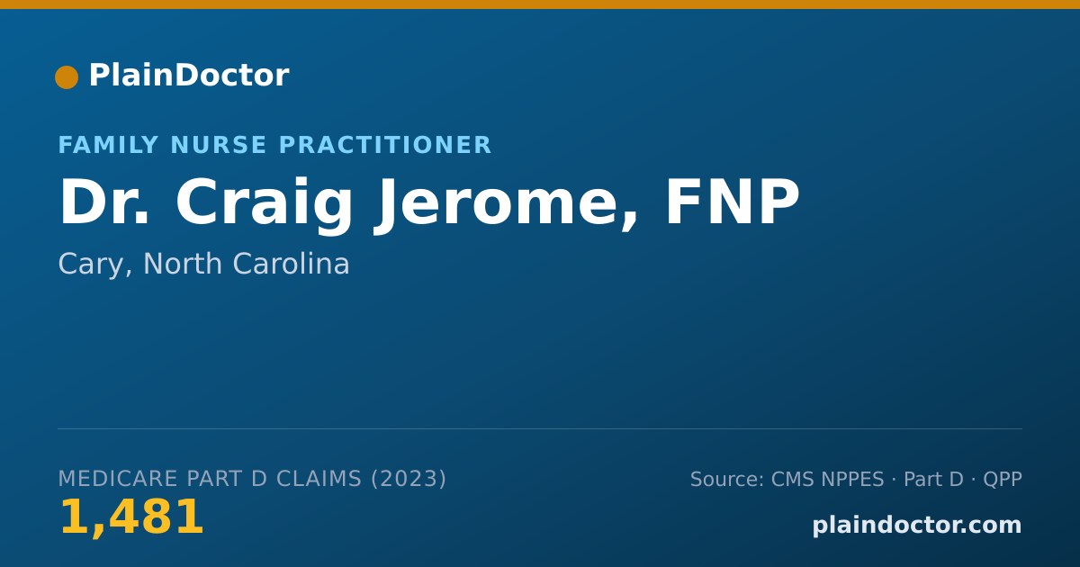 Shareable card for Craig Jerome, FNP - Family Nurse Practitioner, Cary, NC